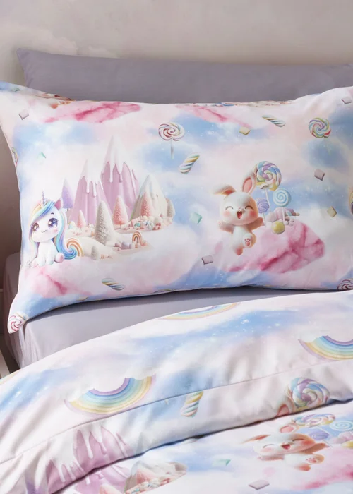 Catherine Lansfield Candy Unicorn So Soft Reversible Duvet Cover Set Pink - Single Image 3