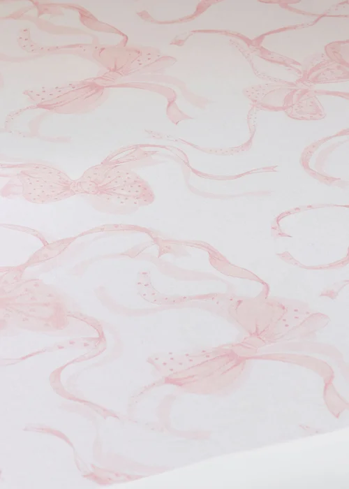 Catherine Lansfield Bow Fitted Sheet White/Pink - Single Image 2