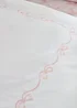 Catherine Lansfield Bow Embroidery Duvet Cover Set White/Pink - Double Image 4