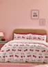 Catherine Lansfield Cherries and Bows Reversible Duvet Cover Set Pink - Single Image 1