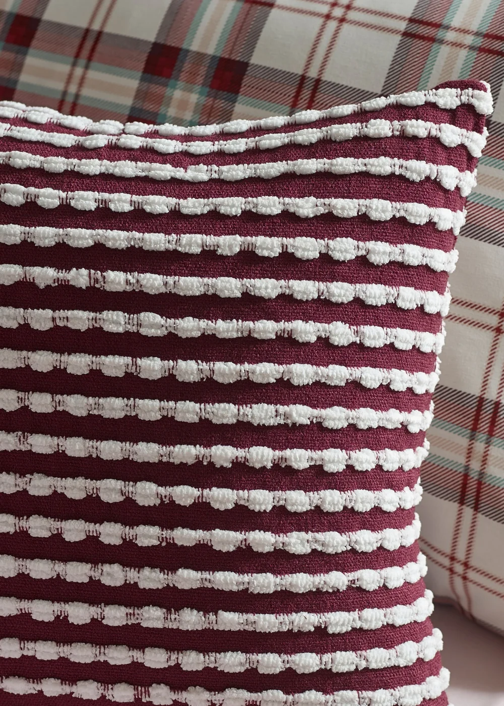 Catherine Lansfield Stab Stitch 43x43cm Cushion Plum - 43W X 43D Image 2