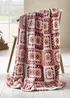 Catherine Lansfield Crochet Print Blanket Throw Pink - One Size Image 1