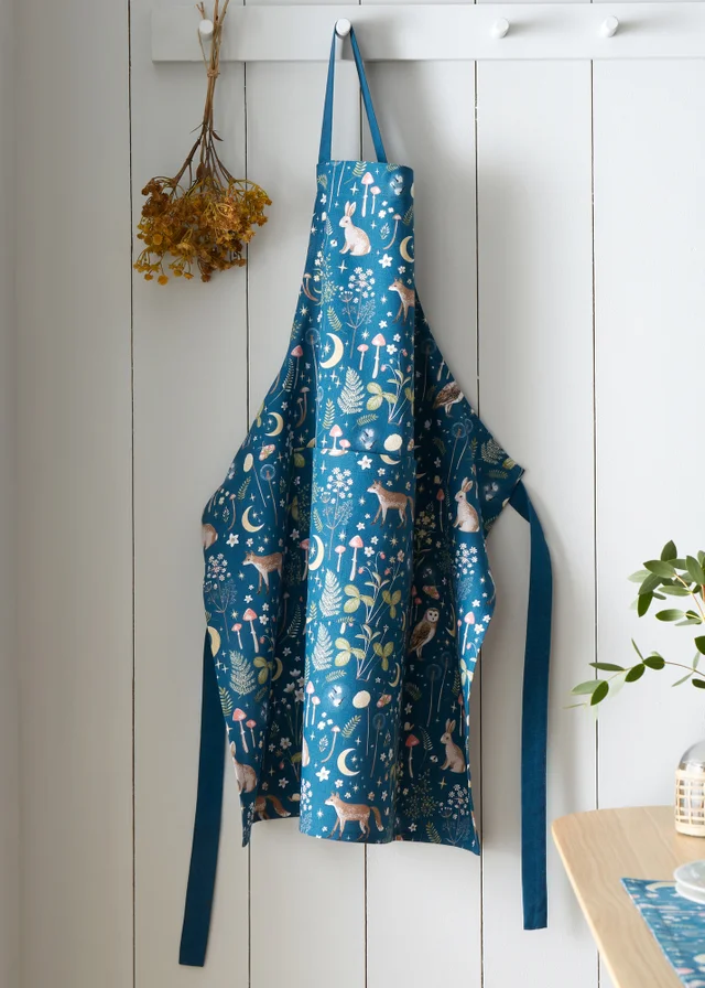Catherine Lansfield Enchanted Twilight Animals Cotton Kitchen Adult Apron Navy