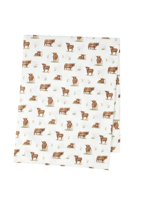 Catherine Lansfield Angus Highland Cow Cotton Table Cloth Natural - 137 x 178cm Image 3