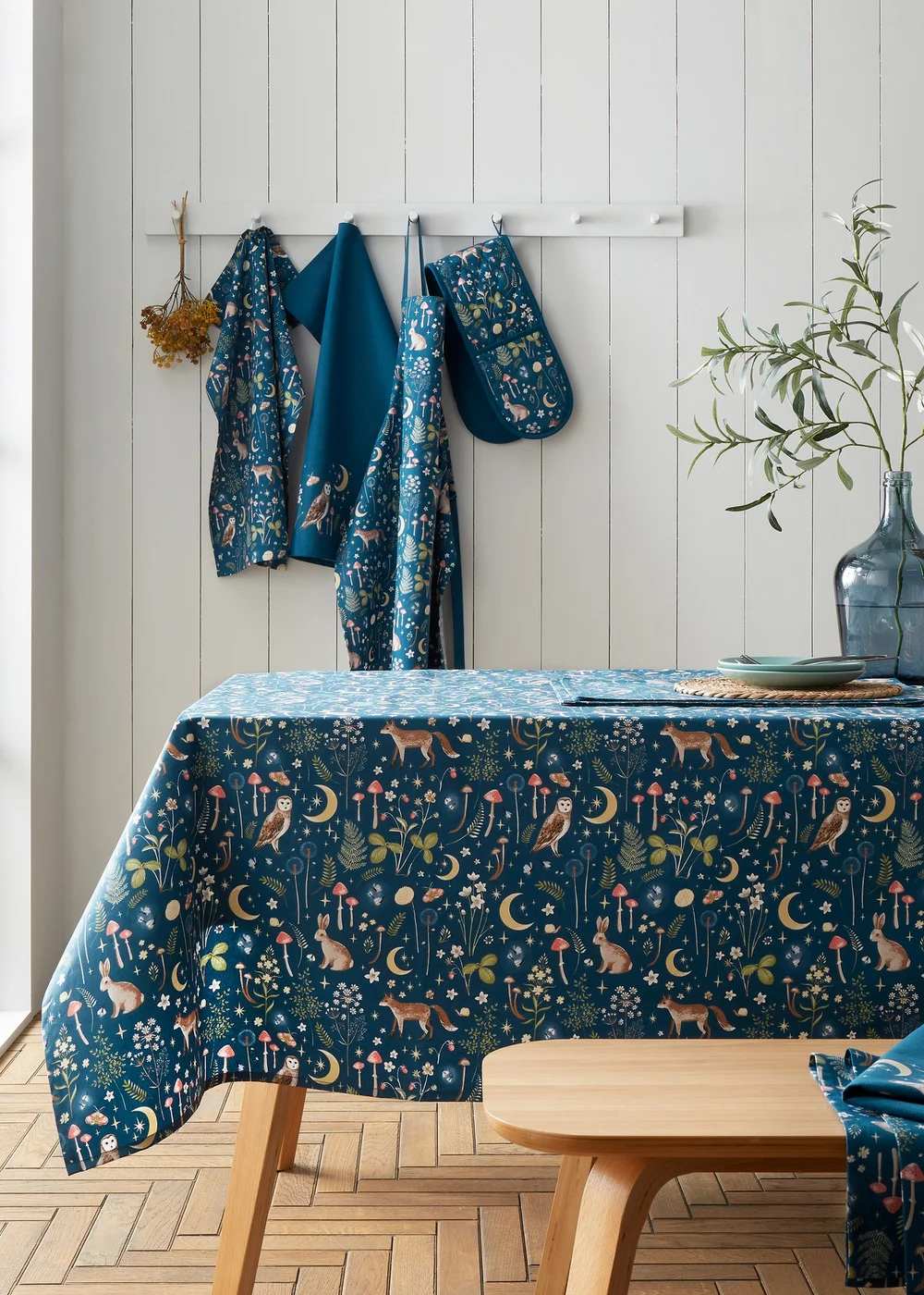 Catherine Lansfield Enchanted Twilight Animals Cotton Table Cloth Navy - 137 x 178cm Image 1