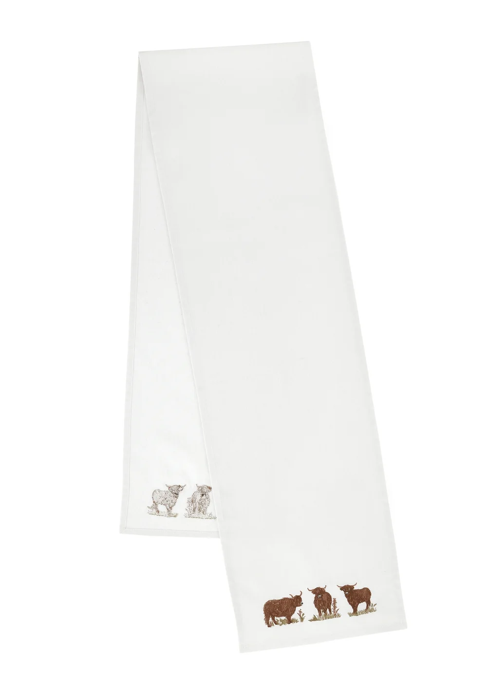Catherine Lansfield Angus Highland Cow Cotton Dining Table Runner Natural - One Size Image 3