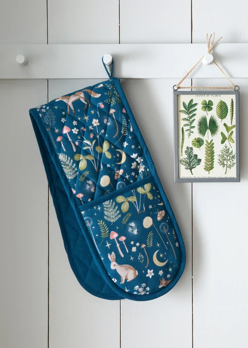 Catherine Lansfield Enchanted Twilight Animals Cotton Kitchen Double Oven Glove Navy - One Size Image 1