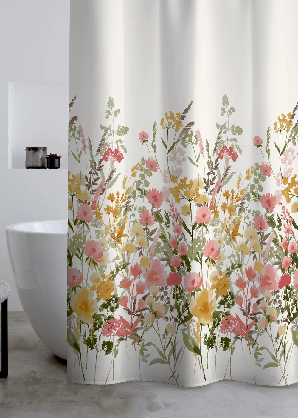 Catherine Lansfield Countryside Floral Shower Curtain Pink - One Size Image 1