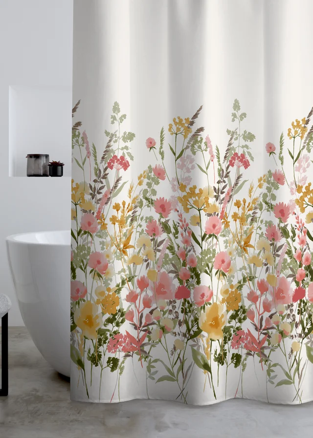 Catherine Lansfield Countryside Floral Shower Curtain Pink