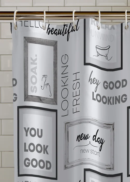 Catherine Lansfield Relax and Unwind Shower Curtain Grey / Black - One Size Image 2