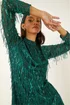 Dusk Green All Over Fringe Shift Dress - 16 Image 2