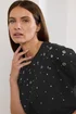 Star By Julien Macdonald Black Eyelet Detail Short Sleeve T-Shirt - Size 12 Image 2
