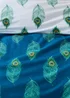 Their Nibs Peacock Feather Cotton Reversible Duvet Cover Set Teal Green - Single Image 4
