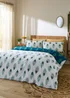 Their Nibs Peacock Feather Cotton Reversible Duvet Cover Set Teal Green - Single Image 2