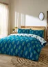 Their Nibs Peacock Feather Cotton Reversible Duvet Cover Set Teal Green - Single Image 1