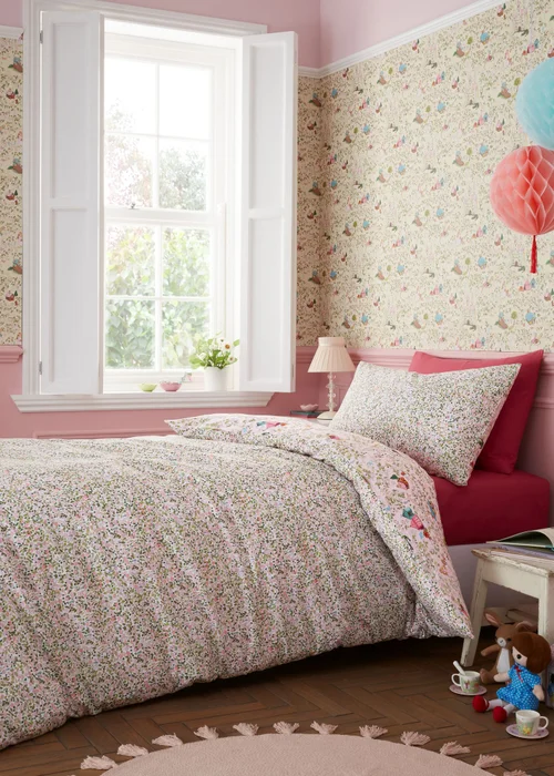 Belle & Boo Fairytale Reversible Cotton Duvet Cover Set Pink - Junior Image 2