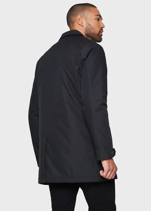 Threadbare Black Showerproof Padded Longline Mac