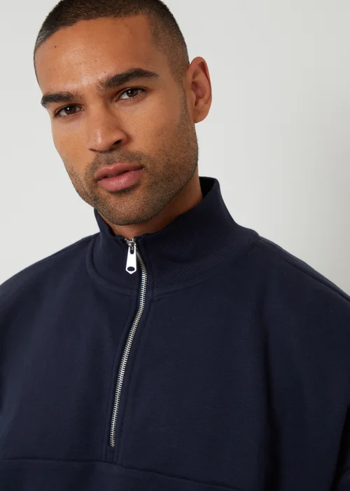Threadbare Navy Half Zip Sweatshirt - L Image 4
