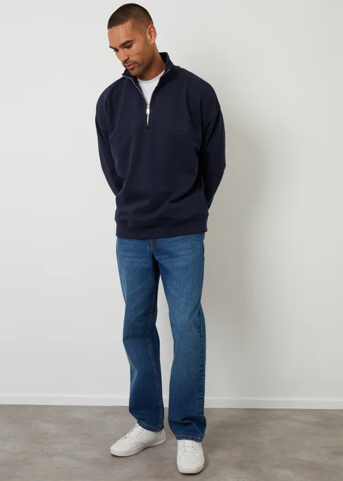 Threadbare Navy Half Zip Sweatshirt - L Image 3