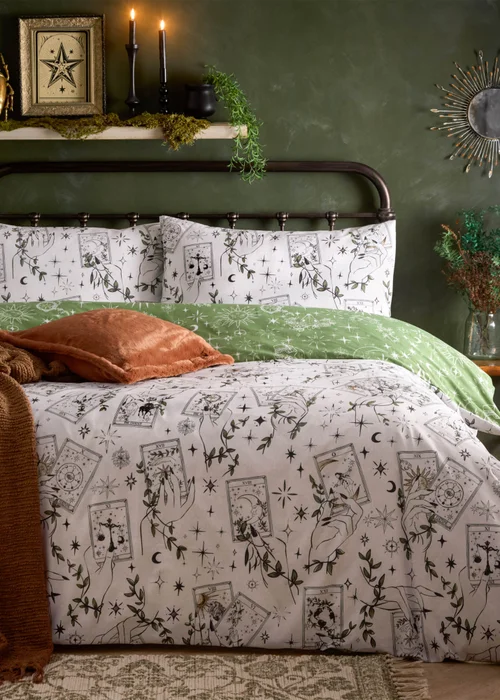 Furn Celestial Stories Printed Reversible Green Duvet Set - Double Image 1