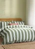Wylder Nature Birdie Stripe Ruffle Baygreen/Mist Duvet Set - Double Image 1