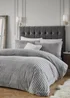 Paoletti Alpine Striped Faux Fur Grey Duvet Set - Double Image 1