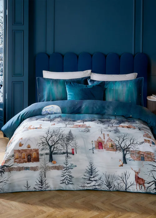 Paoletti Starlight 100% Cotton Midnight Blue Duvet Set - Single Image 1