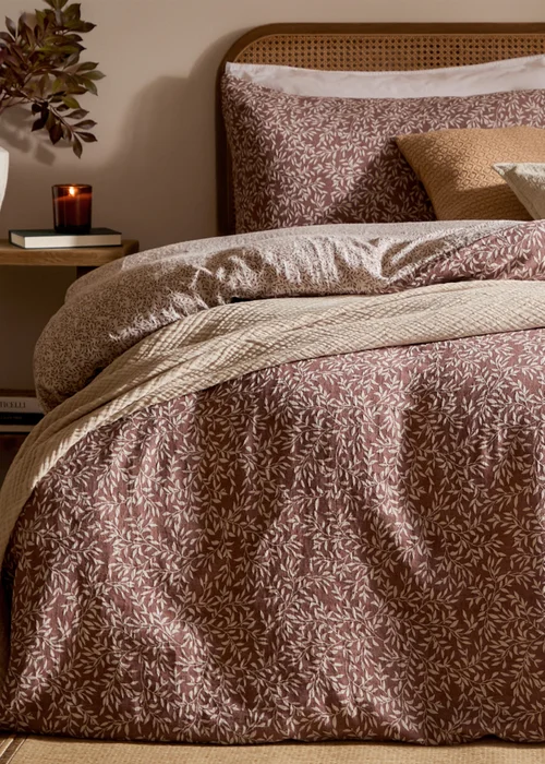 Yard Perrie Leaf Muslin 100% Cotton Cinnamon Duvet Set - Single Image 4