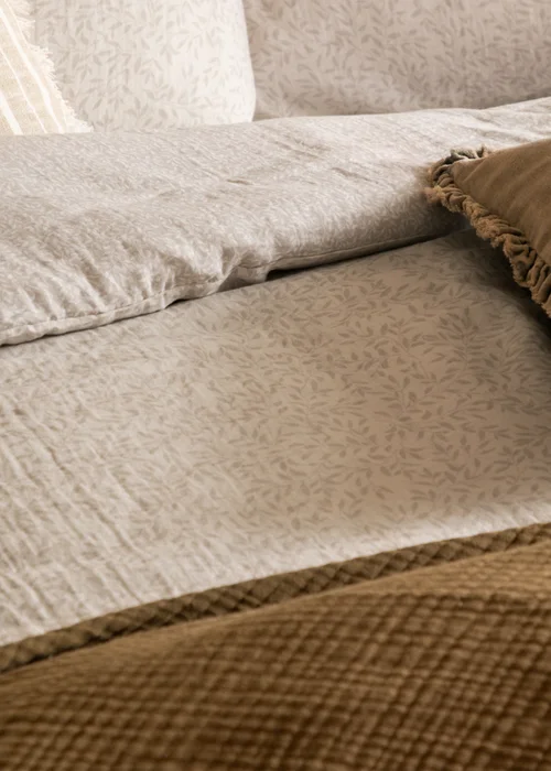 Yard Perrie Leaf Muslin 100% Cotton Natural Duvet Set - Single Image 4