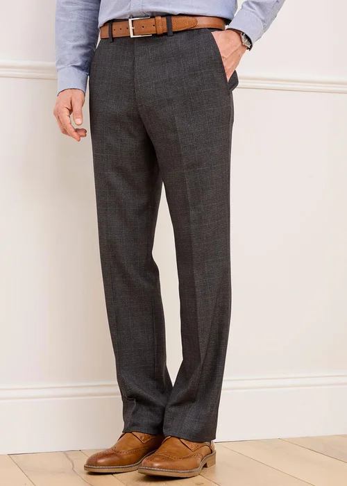 Cotton Traders Smoke Grey Check Supreme Easy Care Trousers - 40/L29 Image 2