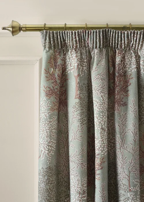 Catherine Lansfield Woodland Trees Lined Pencil Pleat Curtains Green - 66W X 72D (168x183cm) Image 1