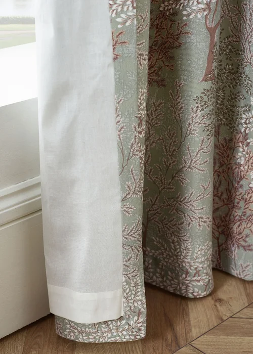 Catherine Lansfield Woodland Trees Lined Pencil Pleat Curtains Green - 66W X 72D (168x183cm) Image 4