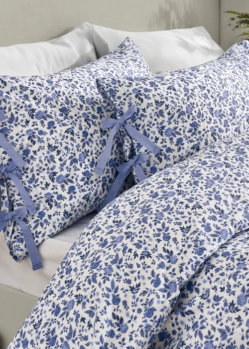 Wylder Nature Hannah Floral 100% Cotton Blue Duvet Set - Double Image 2