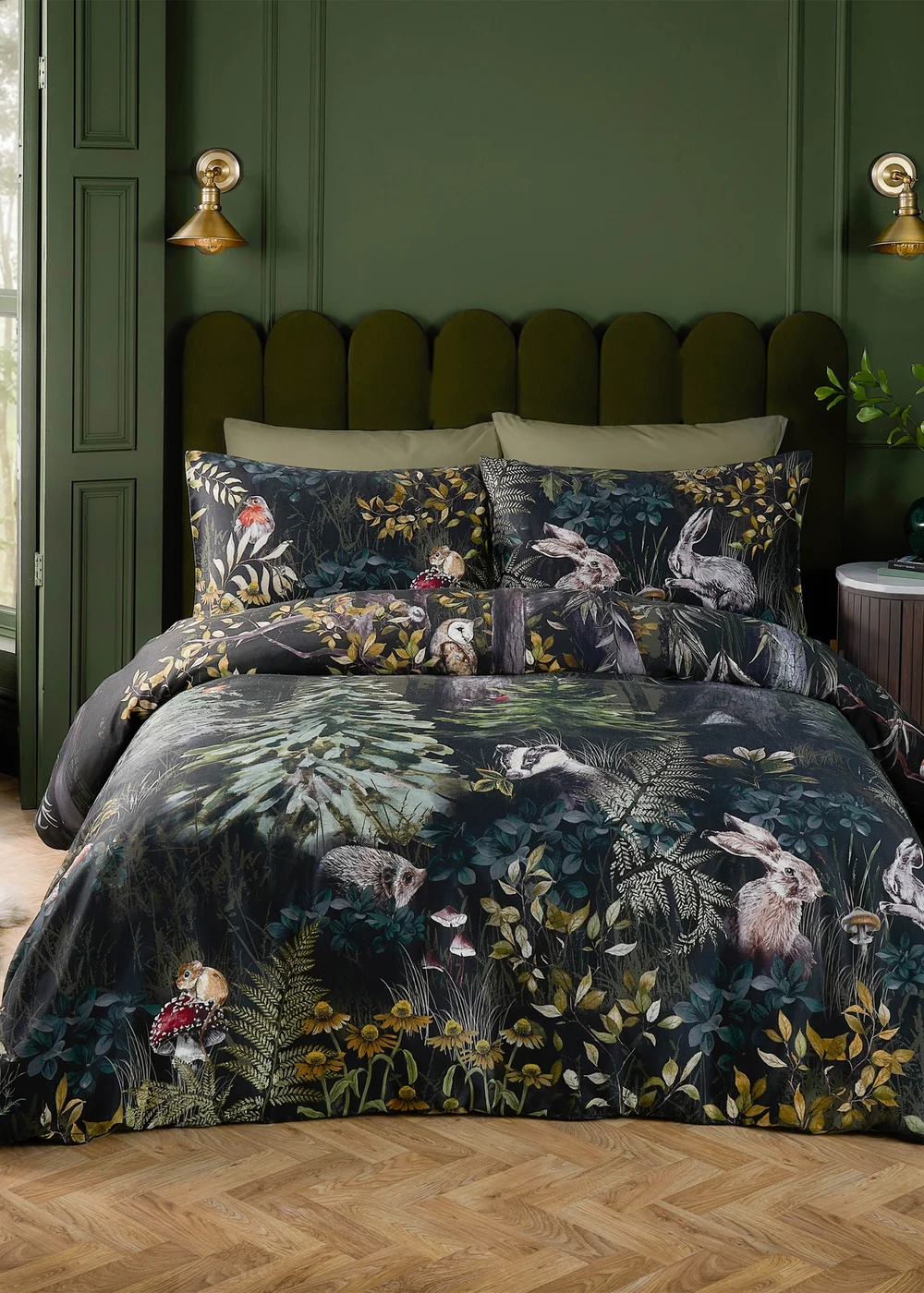 Paoletti Sherwood Forest 100% Cotton Printed Forest Green Duvet Set - Single Image 1