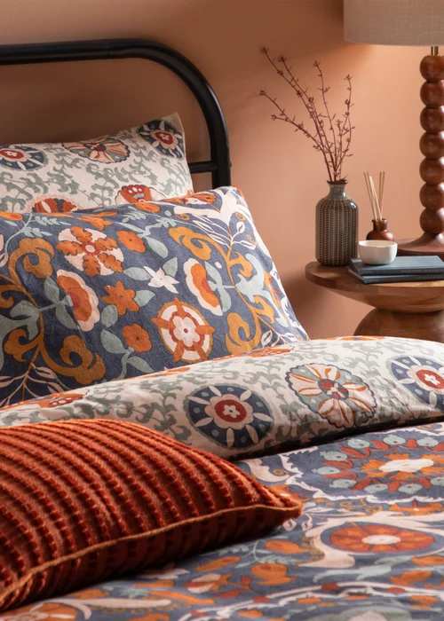 Furn Kinfolk Printed Reversible Denim Blue Duvet Set - Single Image 3