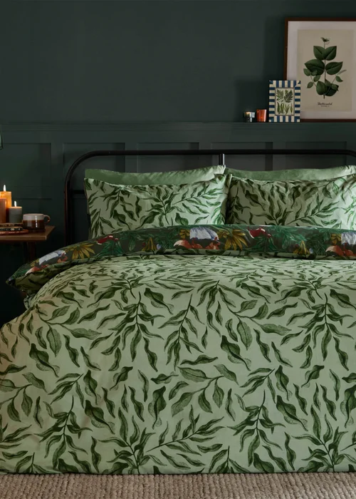Furn Into The Woods Printed Reversible Forest Green Duvet Set - Super king Image 2