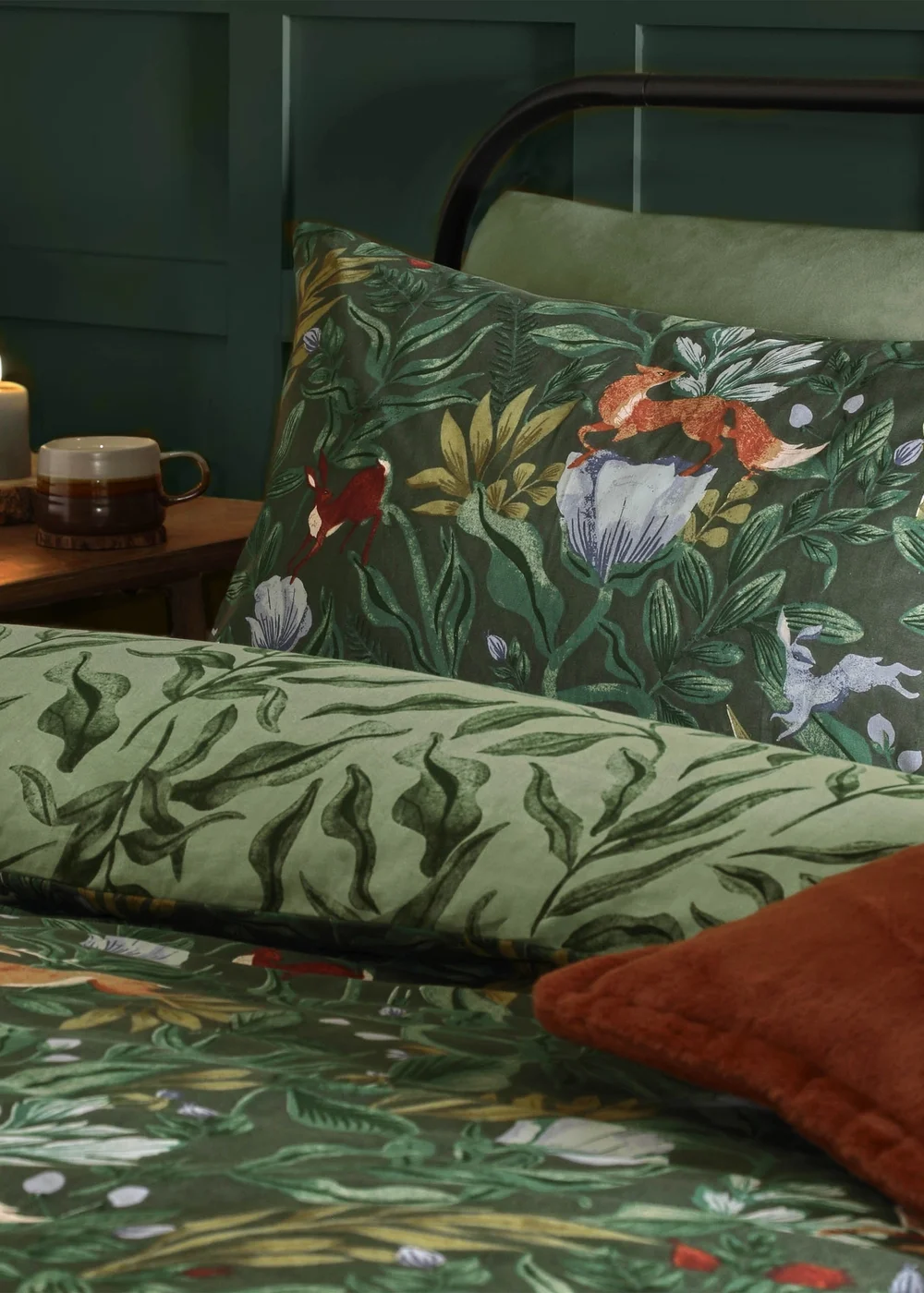 Furn Into The Woods Printed Reversible Forest Green Duvet Set - Single Image 3