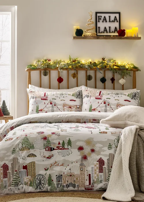 Furn Joy To All Printed White Duvet Set - Single Image 1