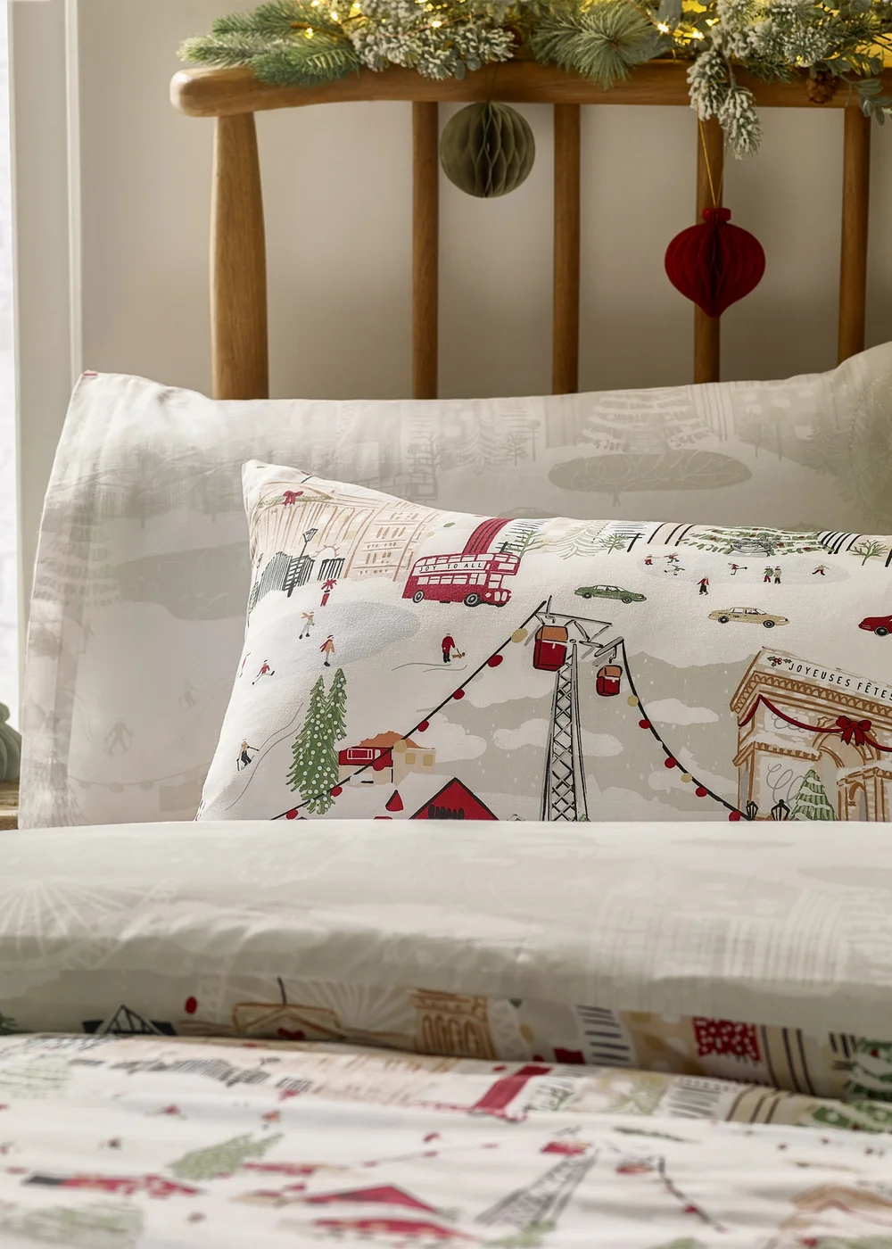 Furn Joy To All Printed White Duvet Set - Single Image 2