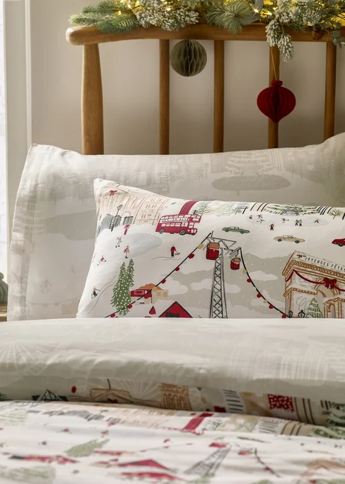 Furn Joy To All Printed White Duvet Set - Single Image 2