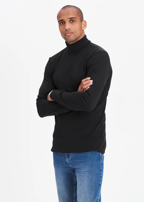Cotton Traders Black Long Sleeve Roll Neck Top - Large Image 2