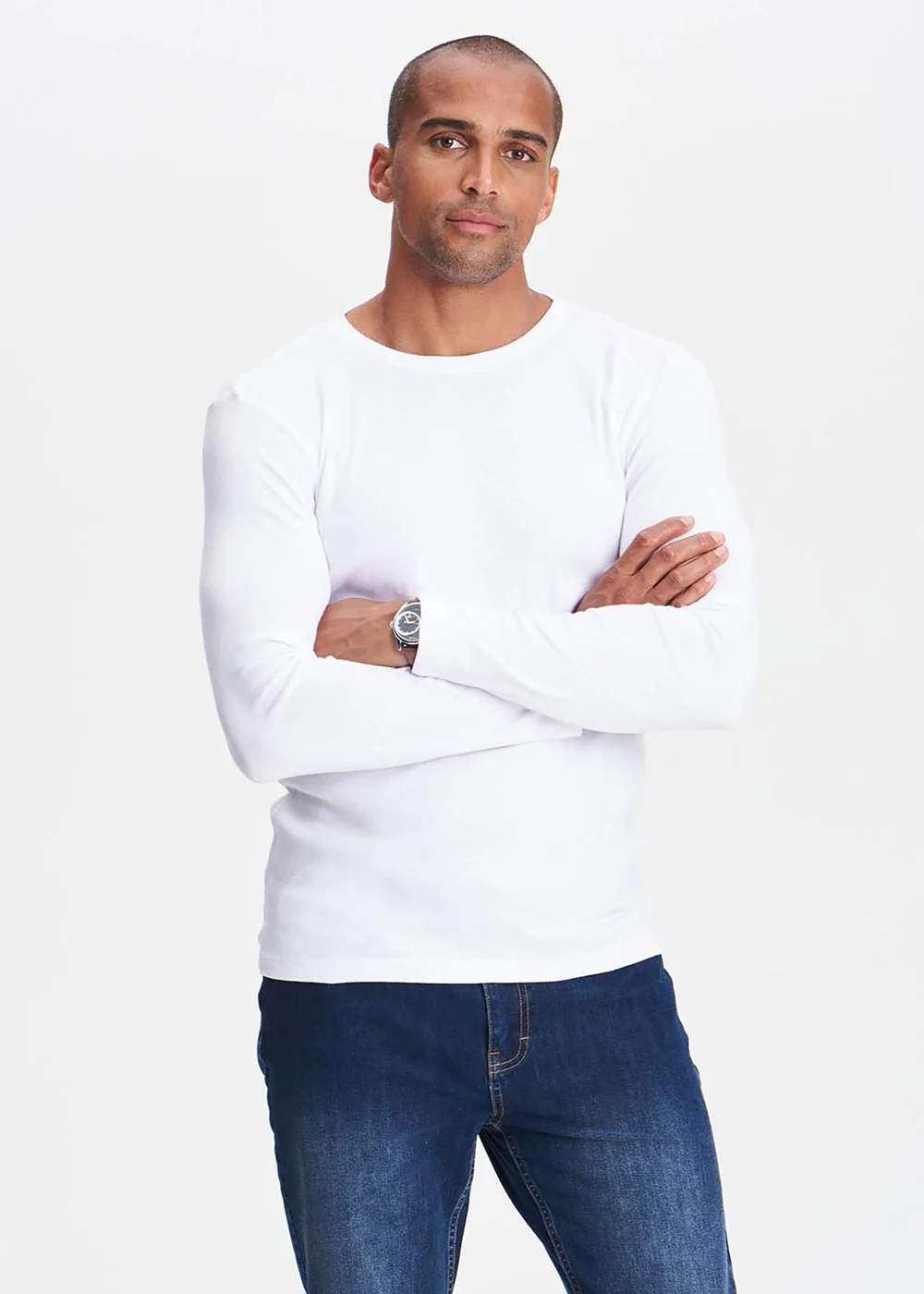 Cotton Traders White Long Sleeve Crew Neck Base Layer - Large Image 1