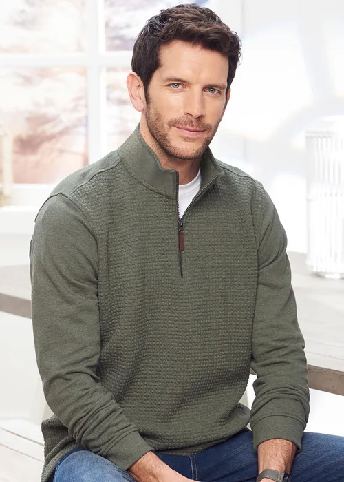 Cotton Traders Pistachio Textured Zip Neck Top - Extra Large Image 1