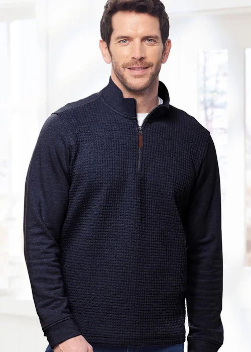 Cotton Traders Ink Textured Zip Neck Top - XL Image 1