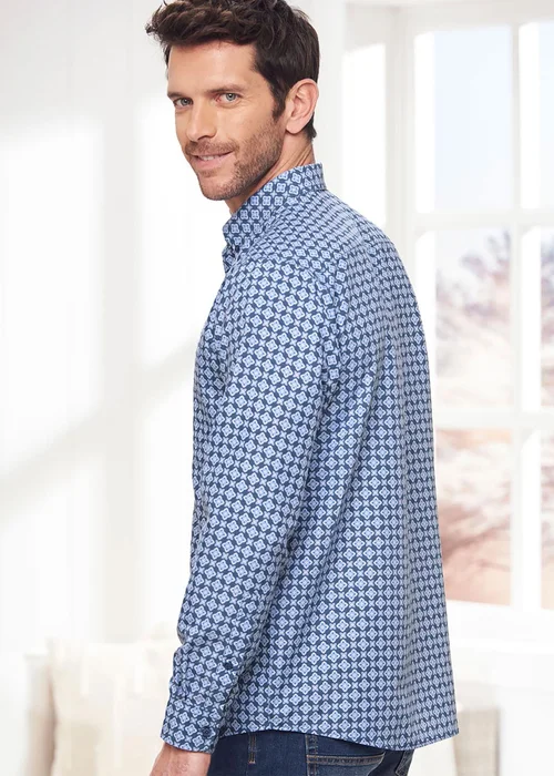 Cotton Traders Smoke Blue Long Sleeve Soft Touch Print Shirt - 3XL Image 2