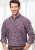Cotton Traders Cool Grey Long Sleeve Soft Touch Print Shirt - Medium Image 1