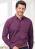 Cotton Traders Wine Long Sleeve Soft Touch Crosshatch Shirt - 5XL Image 2