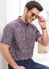 Cotton Traders Cool Grey Short Sleeve Soft Touch Print Shirt - Large Image 2