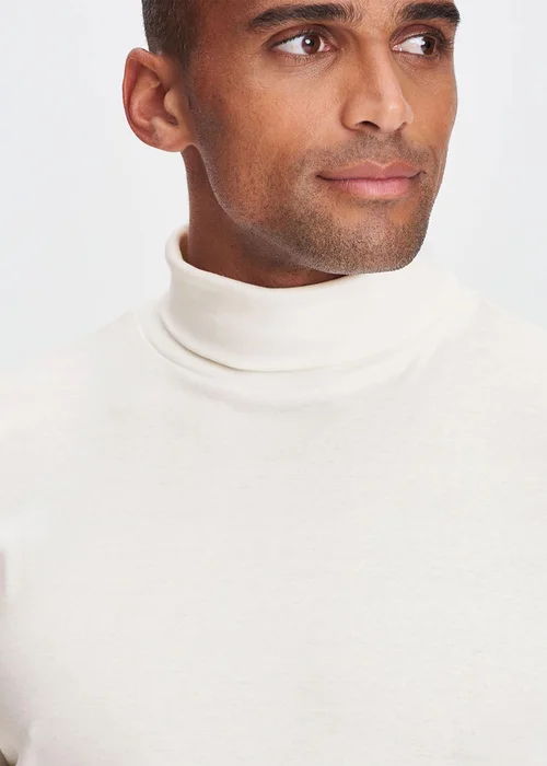 Cotton Traders Cream Long Sleeve Roll Neck Top - Medium Image 4