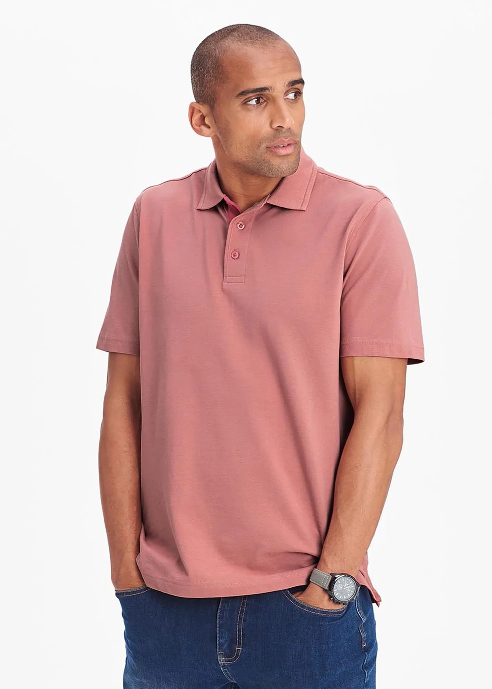 Cotton Traders Dusty Pink Short Sleeve Polo Shirt - Extra small Image 1